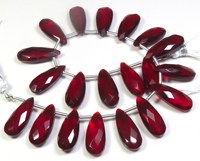 Perles de verre en quartz hydro grenat rouge naturel de haute qualité, 20 pièces, 20x8mm, 7,5 pouces, facettées, taille poire, pierres précieuses transparentes pour bijoux