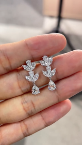10.00CT Floral <b>Diamond</b> Drop <b>Earrings</b>, Marquise & Pear Shape Lab Grown <b>Diamond</b> <b>Earrings</b>, Botanical <b>Dangle</b> <b>Earrings</b>, Gift for Her - Product Image 5