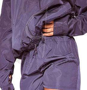 Meilleure vente femmes coupe-vent survêtement ceinture élastique pantalon et haut court ensembles taille personnalisée imprimé tricoté Technique - Product Image 4