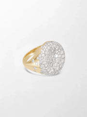 Stunning Cupped <b>Dome</b> <b>Ring</b> With 168 Round Lab Grown Diamonds 2.67 Carat GH-VS In 18K Yellow Gold Wedding Anniversary Gift - Product Image 2