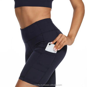 Pantalones cortos de motociclista para mujer, pantalones cortos de algodón de cintura alta para entrenamiento con Control de barriga para mujer, pantalones cortos de Yoga para gimnasio, suministro de entrenamiento al por mayor - Product Image 5
