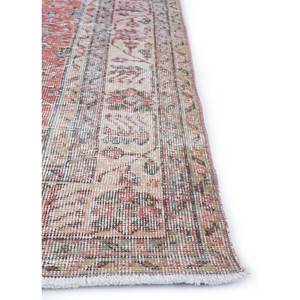 Alfombra de Lana Anudada a Mano Vintage Pae-2090 de Gran Tamaño, Diseño Floral Rojo y Naranja para Sala de Estar, Pasillo, Habitación Juvenil, Modelo Rectangular - Product Image 4