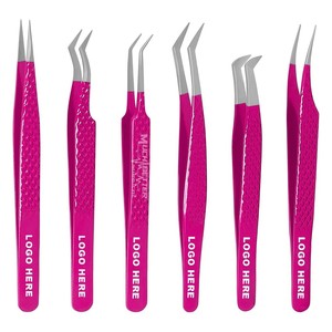 Ensemble de pinces à cils volume à pointe en fibre de marque privée personnalisée en acier inoxydable pour extension de cils - Product Image 2