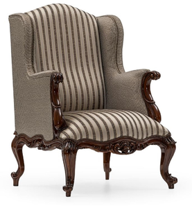 Antique French Classic Wingback <b>Accent</b> <b>Chair</b> Solid Wood Ornate Armchair for Formal <b>Living</b> <b>Room</b> - Product Image 1