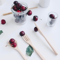 Ensemble de couverts jetables en bambou naturel pour événement de mariage, salle à manger, couverts en bambou naturel