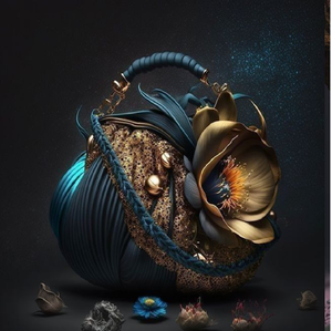 Bolso floral artístico en 3D con pétalos morados brillantes y texturas esculturales oscuros y fluidas. # venta al por mayor - Product Image 3