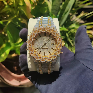 Reloj mecánico de marca superior VVS incoloro Moissanite para mujer, movimiento de cuarzo de muñeca helado personalizado, estilo de negocios antiguo, venta al por mayor - Product Image 1