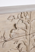 Mueble de Almacenamiento de Lujo Moderno de Madera Maciza de Mango Tallado a Mano Ecológico con Seis Cajones para Sala de Estar, Apartamento o Almacén