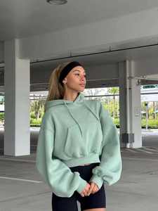 Sudadera con Capucha Tejida Personalizada para Mujer, 100% Algodón, Sin Cordones, Gruesa, Holgada, Estilo Urbano, Invierno - Product Image 2