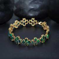 Bracelet tennis de luxe floral en opale noire éthiopienne Multifire, en argent sterling 925 plaqué or 14 carats, certifié GIA