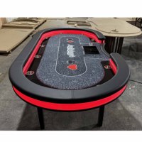 Table de poker professionnelle de qualité casino 10 joueurs de siège Table de poker Texas Hold'em personnalisée en usine avec lumière LED