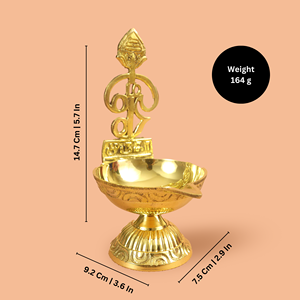 Diya Tradicional de Latón con Símbolo OM para Rituales Hindúes, Festivales, Decoración Espiritual del Hogar; Lámpara de Aceite Perfecta para la Decoración del Templo del Hogar - Product Image 2