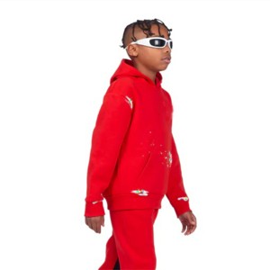 ชุดวอร์มเด็กแบบซ้อนกันคุณภาพพรีเมี่ยมชุดเสื้อมีฮู้ดและกางเกงวิ่งแฟชั่นสำหรับเด็กเหมาะสำหรับใส่สบายและมีสไตล์ในชีวิตประจำวัน - Product Image 3