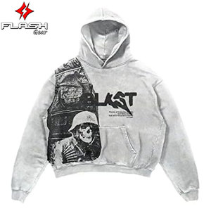 Logo exclusif de tendance de matériel de Hoodies brodé par hiver lavé de polyester/coton personnalisé lâche confortable adapté aux besoins du client - Product Image 3