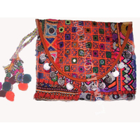 Vintage Banjara pochette à la main brodé miroir travail coloré coton tissu Tribal fronde fermeture à glissière Portable