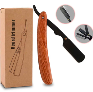 Maquinilla de afeitar recta de acero inoxidable portátil al por mayor, mango de madera para hombres, afeitado, depilación corporal, barberías, uso doméstico - Product Image 1