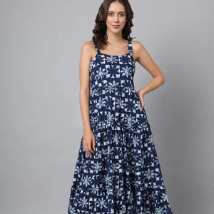Vestido bohemio de algodón indio hecho a mano, ropa de verano con estampado Floral, diseño sin mangas a la moda, regalo de boda personalizado para novia, suministro ODM - Product Image 1