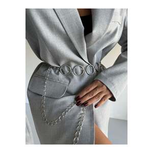 Round Detailed Women's <b>Chain</b> Waist <b>Belt</b>, Jacket <b>Belt</b>, Dress <b>Belt</b>, Shirt <b>Belt</b>, <b>Chain</b> <b>Belt</b> - Silver - Product Image 2
