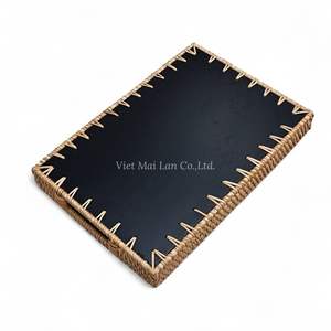 Bandeja Decorativa Hecha a Mano de Ratán con Incrustaciones de Madreperla, Bandeja Ecológica con Incrustaciones de Concha, Material Natural para Mesa - Product Image 5