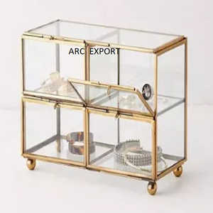 Boîte à bijoux de décoration de grande forme de concepteur unique de qualité supérieure avec boîte de rangement de bijoux en verre doré à prix abordable - Product Image 4