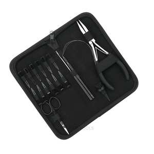Ensemble complet d'outils pour extensions de cheveux, pinces à micro-anneaux, pinces à sertir plates, tire-boucles, crochet à enfiler, mini-ciseaux et pince à bec de canard - Product Image 5