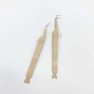 Pinzas de extensión de pestañas con logotipo personalizado 2025, pinzas japonesas de acero inoxidable con agarre de diamante, pinzas de pestañas de volumen desnudo con punta puntiaguda - Product Image 1