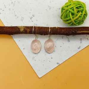 925เงินสเตอร์ลิงต่างหูควอตซ์ทรงรีที่ทำจากช่างฝีมือที่เรียบง่ายรูปทรงไข่ทำด้วยมือที่มีน้ำหนักเบาดีไซน์หนามเตยเพชรงานปาร์ตี้มุก - Product Image 1