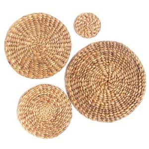 Napperon rond tissé à la main de 20cm Tapis de boisson en jacinthe d'eau naturelle - Product Image 5