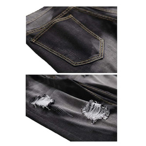 OEM Customized Mid <b>Waist</b> Knitted Distressed Denim <b>Shorts</b> for Men and Women Streetwear Style with Button Straight for Summer - Product Image 3