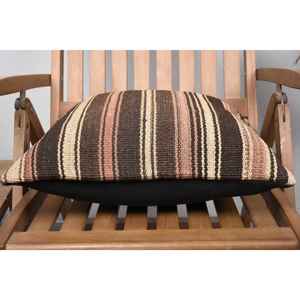 Acogedora almohada de lana Kilim rústica marrón de 18x18 pulgadas, ropa de cama de lujo con estampado Vintage elegante para decoración del hogar para Navidad - Product Image 5