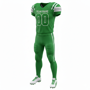 Ensemble de maillot et short de football américain sublimé personnalisable, 100% polyester respirant avec position du logo sur le devant - Product Image 4