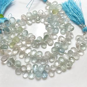 Aigue-marine naturelle à facettes en forme de poire perles de briolette en gros perles en forme d'amande de pierres précieuses - Product Image 1