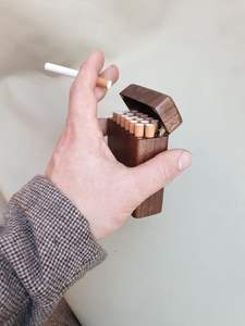 GUIDE <b>CIGARETTE</b> <b>CASE</b> LUXURY CUSTOM VINTAGE Black Wooden Box Walnut Slim Pocket High Quality Storage Container for Gift - Product Image 3