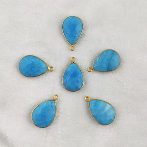 Blue Turquoise Gemstone 18x13mm Pear Shape Pendant 925 Sterling Silver Bezel Set Gold Vermeil Fine Pendants <b>Charms</b> for Party - Product Image 3