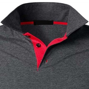 Polos de manga corta transpirables de algodón de 220GSM de talla grande estilo callejero contraste de Color polos para Hombre Ropa Deportiva de verano - Product Image 5