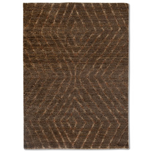 พรมขนสัตว์ถักมือสีน้ำตาลเบจ Zuri รุ่น AKWJ-1037(CS-01) ลายเรขาคณิตสไตล์โบโฮ สำหรับห้องนั่งเล่น ห้องโถง ทางเดิน ขนาด 9x12 ฟุต รูปทรงสี่เหลี่ยมผืนผ้า - Product Image 1