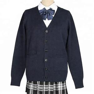 Venta al por mayor niños uniforme escolar cárdigan suéteres OEM personalizado prendas de punto directo de fábrica fabricante cálido cómodo lana de invierno - Product Image 1