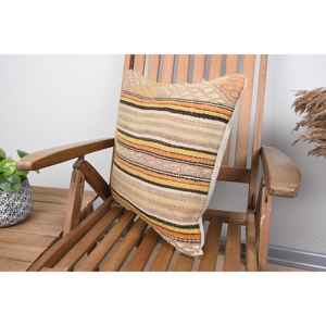 Almohada de lana Kilim Beige de 18x18 pulgadas, ropa de cama navideña de lujo tejida con patrón cuadrado esponjoso Vintage impreso relleno de plumas - Product Image 3