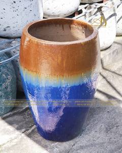 Pot en céramique émaillée bleu-jaune Ombre GL074H80-YBO un superbe décor à la maison pour la plantation et le jardin - Product Image 2