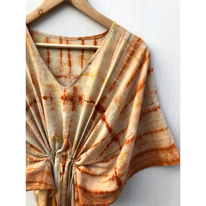 Caftán de Seda Crepé con Estampado Tie Dye Floral para Mujer, Salida de Playa, Mercado Mayorista al Mejor Precio - Product Image 2