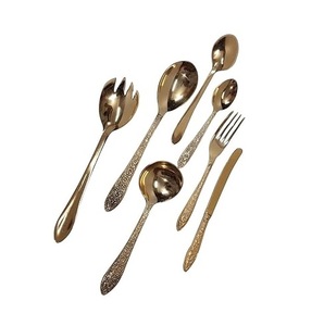 Couverts en métal en laiton sur mesure en acier inoxydable cuillère de luxe fourchette et couteau couverts ensemble de couverts en gros. - Product Image 2