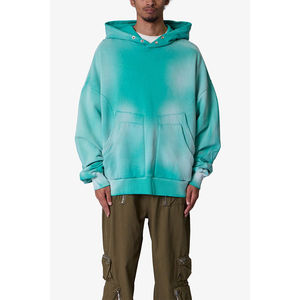 Sudadera de Manga Larga Verde de Alta Calidad, Talla Grande, Holgada, Estilo Urbano para Hombre, con Doble Bolsillo, Lavada con Efecto Desgastado - Product Image 5