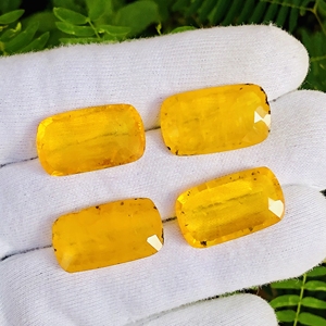 Cojín de cuarzo doblete de zafiro amarillo genuino, forma de corte, piedra preciosa suelta, tamaño calibrado para hacer joyas, cristal curativo - Product Image 4