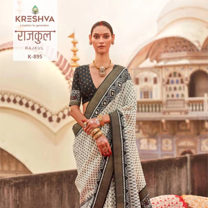 คอลเลกชันผ้าส่าหรีผ้าไหมพิมพ์ลายแฟนซีมีจำหน่ายในอัตราขายส่งเหมาะสำหรับสวมใส่ในงานปาร์ตี้ - Product Image 1