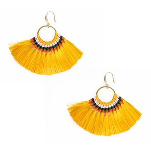 ต่างหูผ้าฝ้ายทอลายใบและพู่ทำด้วยมือเครื่องประดับสำหรับงานแต่งงานเครื่องประดับสำหรับผู้หญิง - Product Image 1