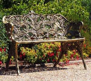 Elegante Banco azul de dos plazas tradicional de hierro fundido para jardín al aire libre acabado clásico banco de Venta caliente antiguo Patio al aire libre - Product Image 3