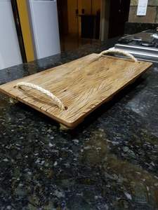 ORGANISER FARMOUSE Plateau de service rond en bois d'acacia pour la cuisine, la maison ou l'hôtel Vaisselle de style classique pour la fête ou la nourriture Ser - Product Image 4