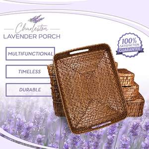 Wholesale <b>Large</b> Size Rattan Serving <b>Tray</b> Handmade Customized Shape Tableware Rattan <b>Tray</b> by Indian Metal World - Product Image 2