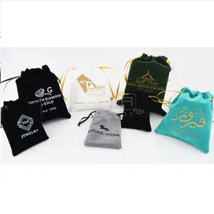 Jewelry Pouch Packaging Cloth Jewellery Pouch Bag Soft and Luxury with Customized Logo Silk Printing with Ribbon Velvet 1000 Pcs