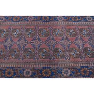 Alfombra Turca de 3.2x9.4 pies, Alfombra Azul Ikat de Lana - Product Image 4